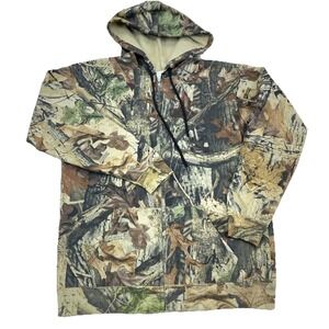 Vintage Camo Hoodie Men Large Sweatshirt Jacket 80s 90s USA Advantage Full Zip *